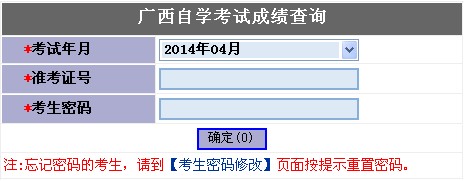 2014年4月广西自考成绩查询入口