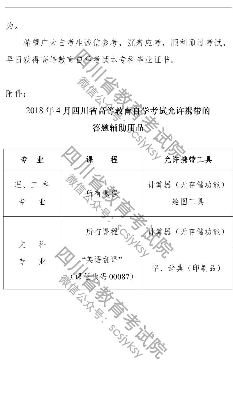 四川省自学考试特别提醒